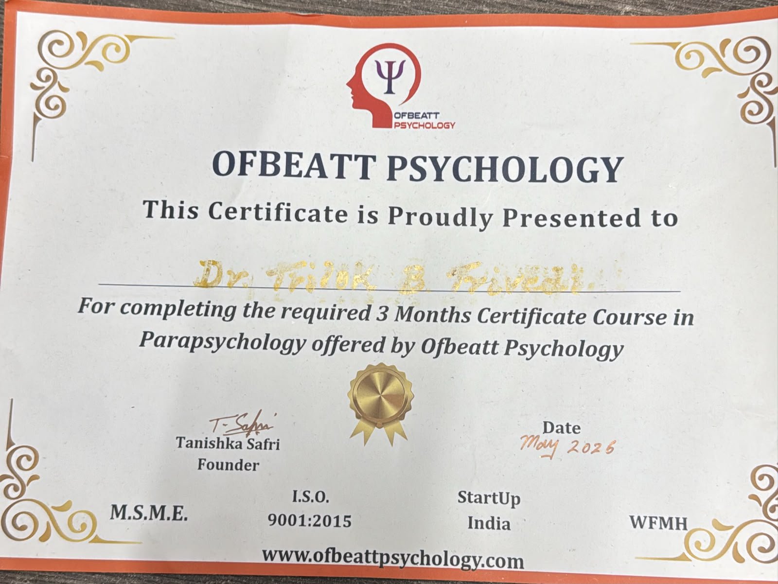 Parapsychology Certificate